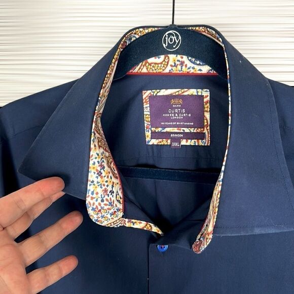 HAWES & CURTIS Button Shirt Blue Contact Cuffs Cotton Men’s XXXL - Picture 6 of 12